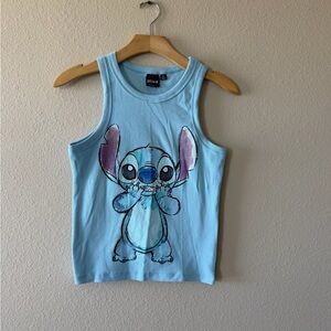 Disney Light Blue Stitch Graphic Tank Top for Kids
